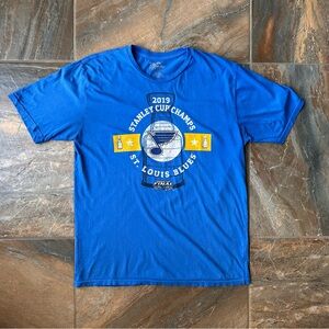 St. Louis Blues 2019 Stanley Cup Champs Blue T-Shirt Size Medium